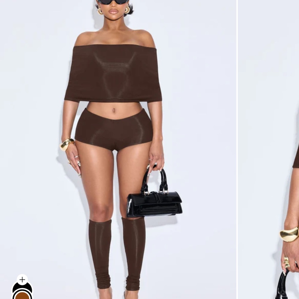 Fashion Nova Brown Off-Shoulder Set